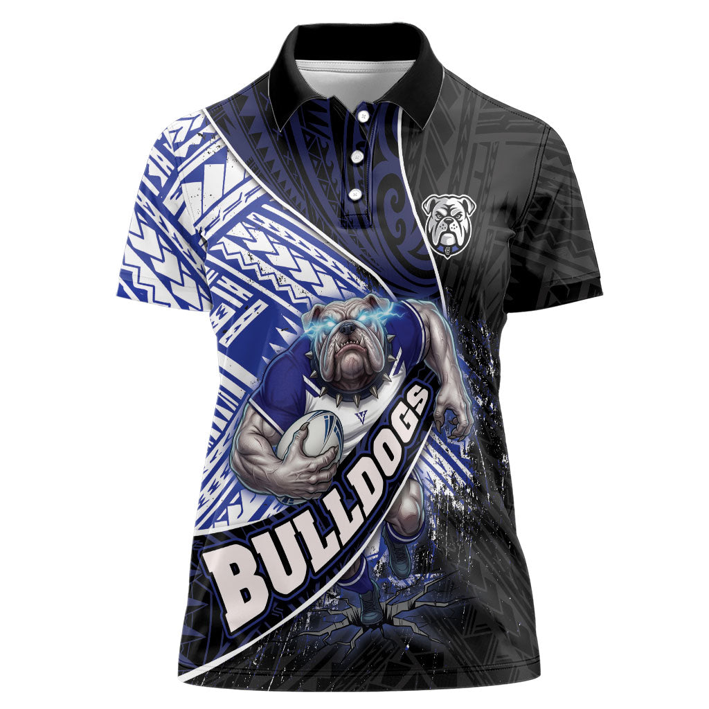 Bulldogs Rugby Women Polo Shirt Tribal Polynesian Power Art - Lightning Mascot