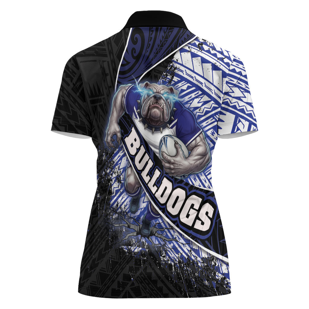 Bulldogs Rugby Women Polo Shirt Tribal Polynesian Power Art - Lightning Mascot