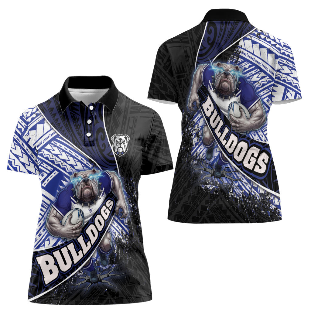 Bulldogs Rugby Women Polo Shirt Tribal Polynesian Power Art - Lightning Mascot