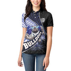 Bulldogs Rugby Women Polo Shirt Tribal Polynesian Power Art - Lightning Mascot