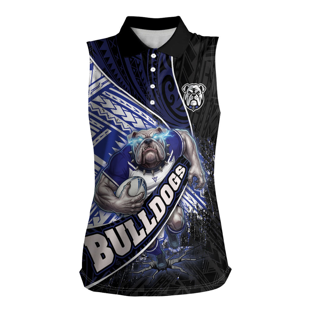 Bulldogs Rugby Women Sleeveless Polo Shirt Tribal Polynesian Power Art - Lightning Mascot