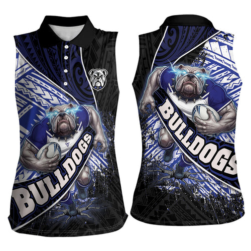 Bulldogs Rugby Women Sleeveless Polo Shirt Tribal Polynesian Power Art - Lightning Mascot
