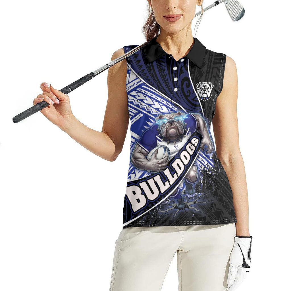 Bulldogs Rugby Women Sleeveless Polo Shirt Tribal Polynesian Power Art - Lightning Mascot