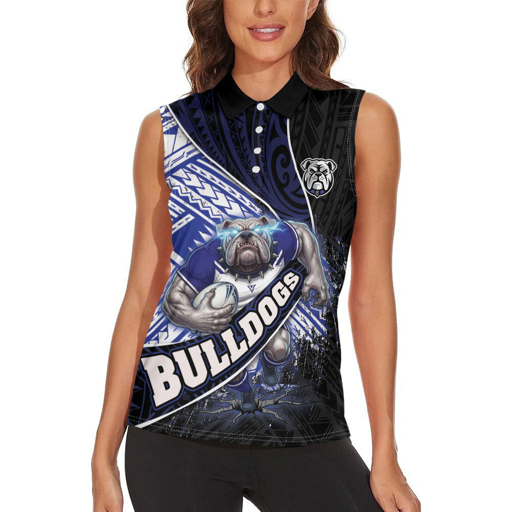 Bulldogs Rugby Women Sleeveless Polo Shirt Tribal Polynesian Power Art - Lightning Mascot