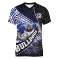 Bulldogs Rugby Women V-Neck T-Shirt Tribal Polynesian Power Art - Lightning Mascot