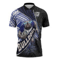 Bulldogs Rugby Zipper Polo Shirt Tribal Polynesian Power Art - Lightning Mascot
