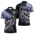 Bulldogs Rugby Zipper Polo Shirt Tribal Polynesian Power Art - Lightning Mascot