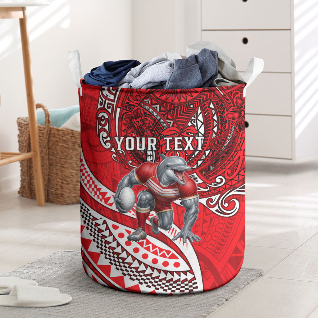 Personalised Dolphins Laundry Basket Polynesian Tribal Art Style With Muscular Dolphin Mascot