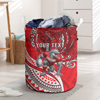 Personalised Dolphins Laundry Basket Polynesian Tribal Art Style With Muscular Dolphin Mascot