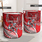 Personalised Dolphins Laundry Basket Polynesian Tribal Art Style With Muscular Dolphin Mascot