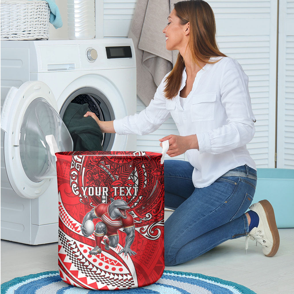 Personalised Dolphins Laundry Basket Polynesian Tribal Art Style With Muscular Dolphin Mascot