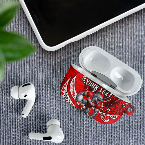 Personalised Dolphins AirPods Case Polynesian Tribal Art Style With Muscular Dolphin Mascot