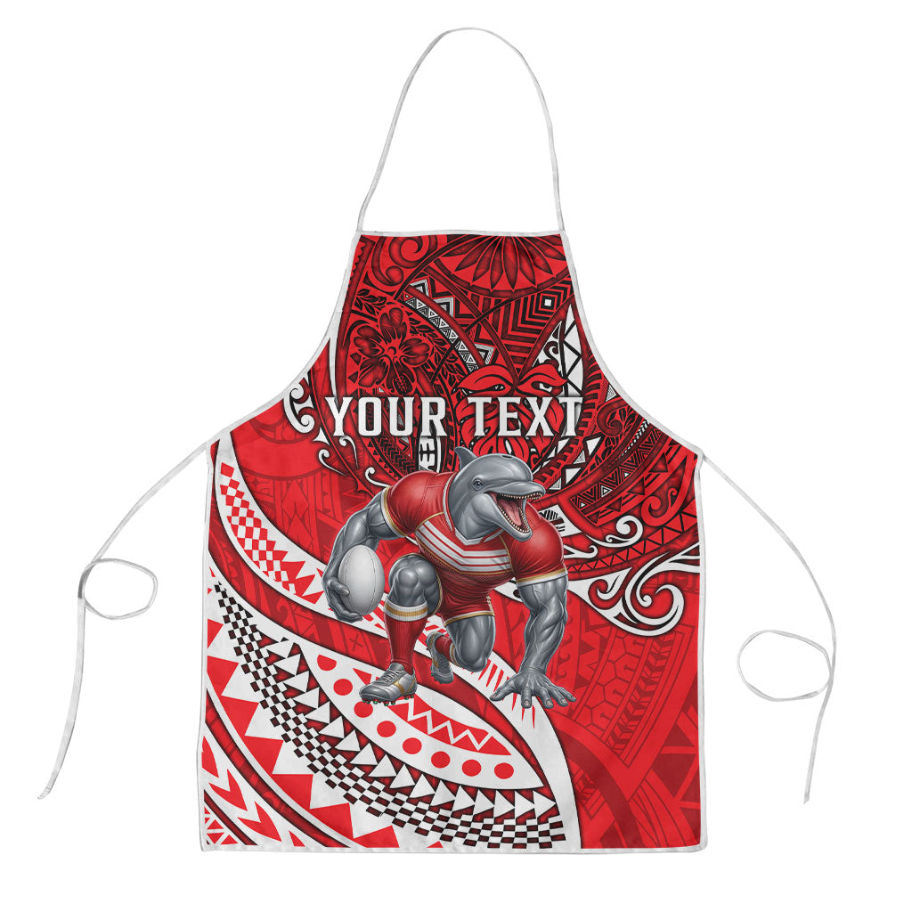 Personalised Dolphins Apron Polynesian Tribal Art Style With Muscular Dolphin Mascot