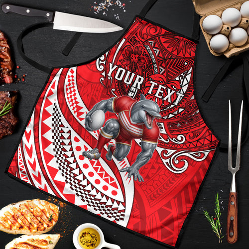 Personalised Dolphins Apron Polynesian Tribal Art Style With Muscular Dolphin Mascot