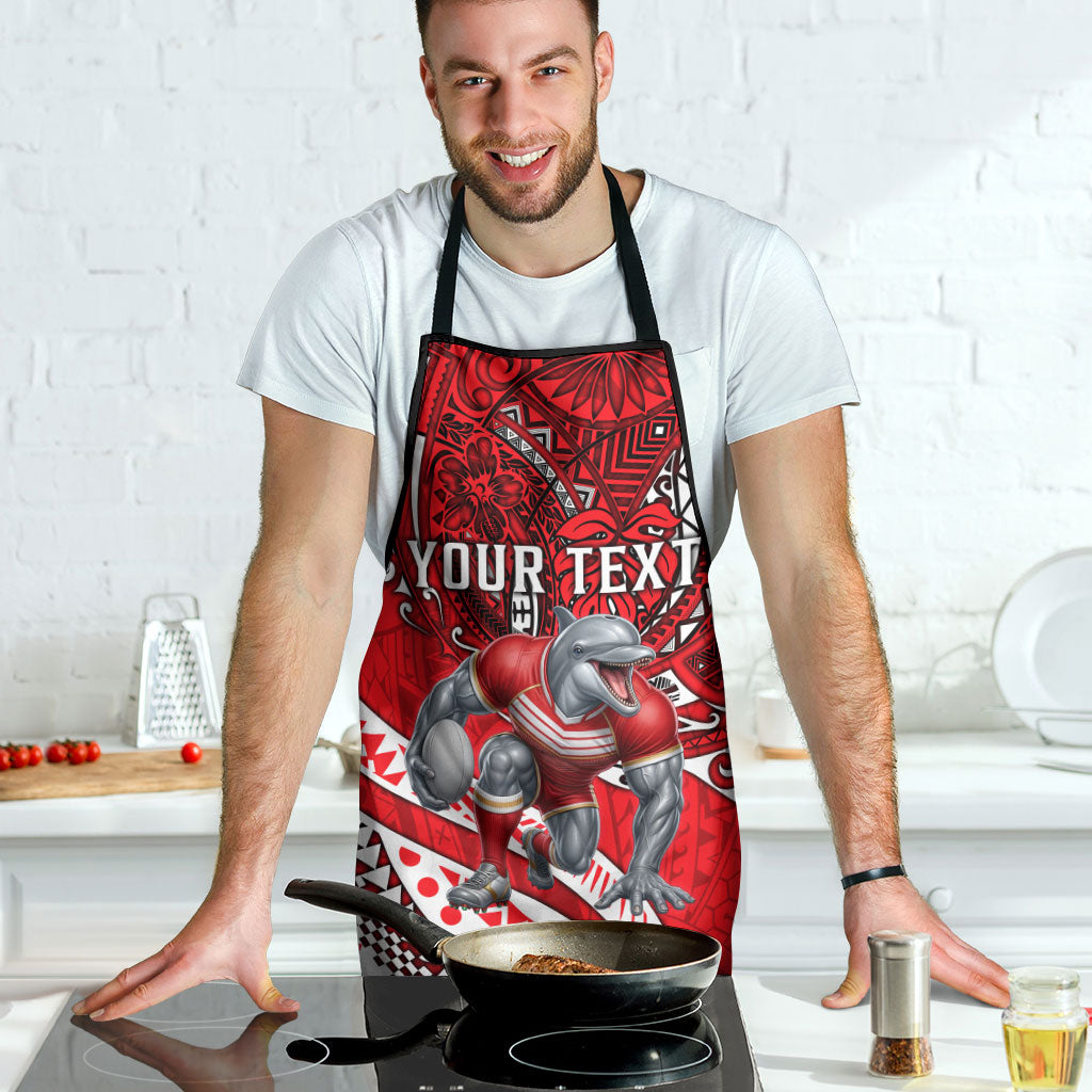 Personalised Dolphins Apron Polynesian Tribal Art Style With Muscular Dolphin Mascot