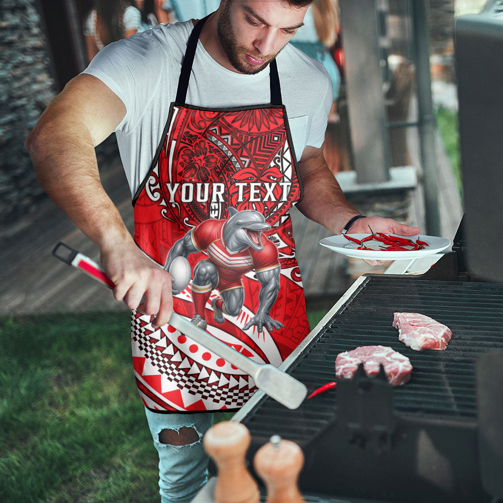 Personalised Dolphins Apron Polynesian Tribal Art Style With Muscular Dolphin Mascot