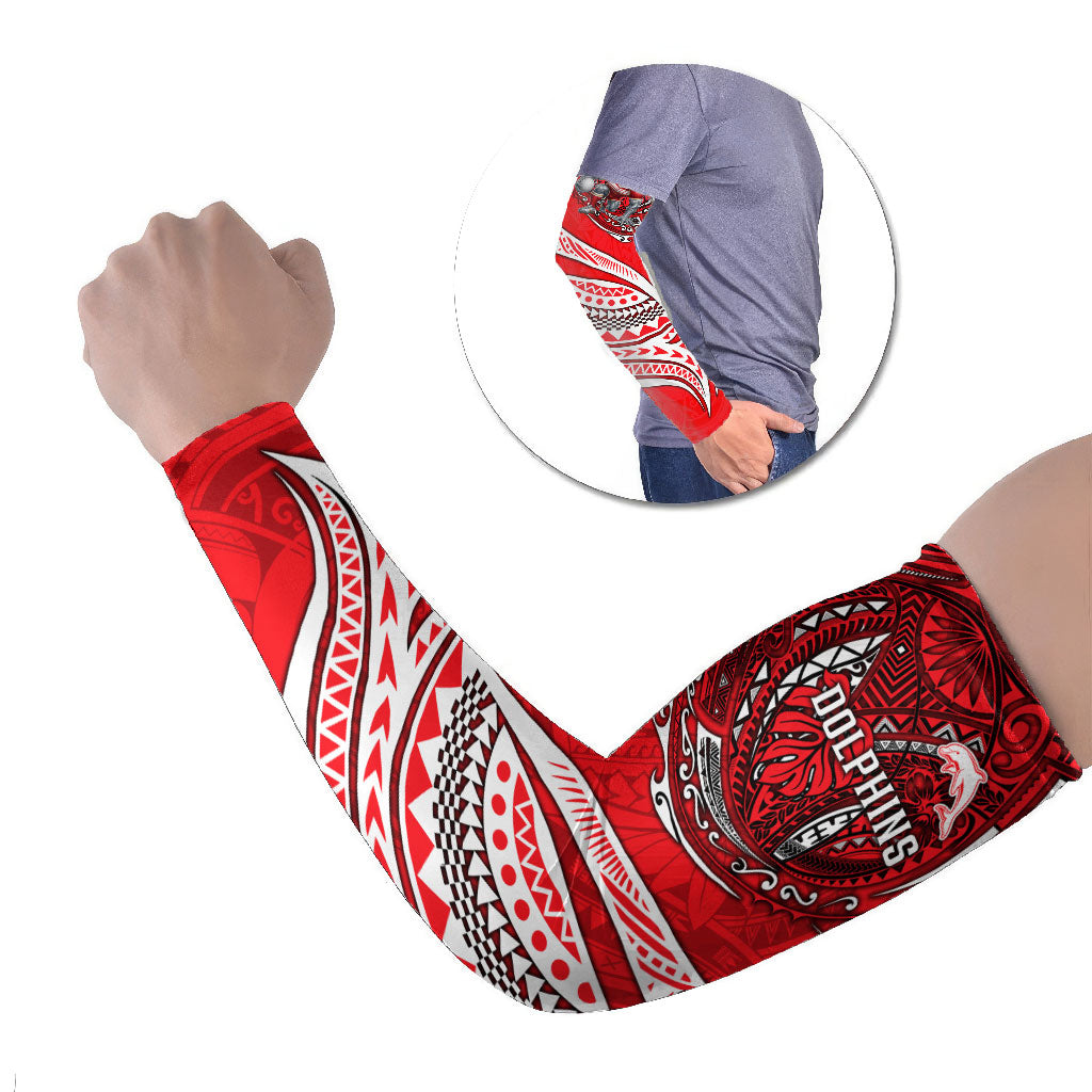 Personalised Dolphins Arm Sleeves Polynesian Tribal Art Style With Muscular Dolphin Mascot
