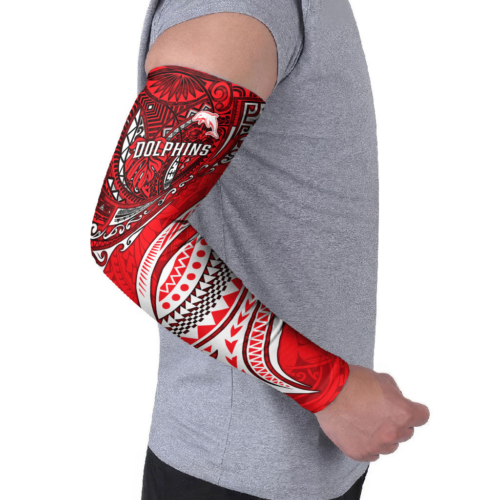 Personalised Dolphins Arm Sleeves Polynesian Tribal Art Style With Muscular Dolphin Mascot