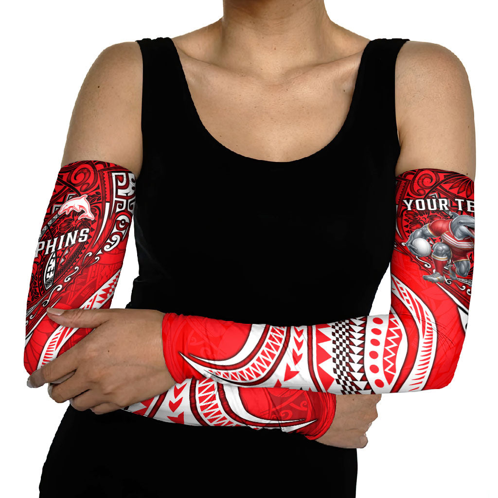 Personalised Dolphins Arm Sleeves Polynesian Tribal Art Style With Muscular Dolphin Mascot