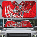 Personalised Dolphins Auto Sun Shade Polynesian Tribal Art Style With Muscular Dolphin Mascot