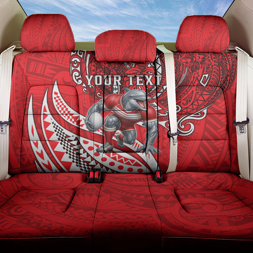 Personalised Dolphins Back Car Seat Cover Polynesian Tribal Art Style With Muscular Dolphin Mascot
