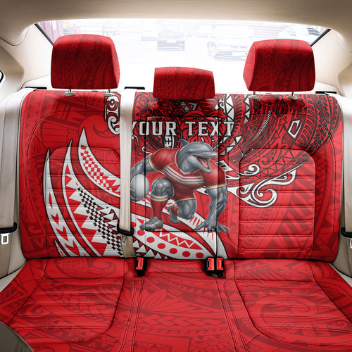 Personalised Dolphins Back Car Seat Cover Polynesian Tribal Art Style With Muscular Dolphin Mascot