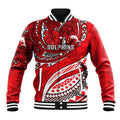 Personalised Dolphins Baseball Jacket Polynesian Tribal Art Style With Muscular Dolphin Mascot