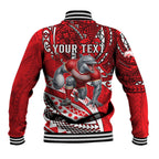 Personalised Dolphins Baseball Jacket Polynesian Tribal Art Style With Muscular Dolphin Mascot