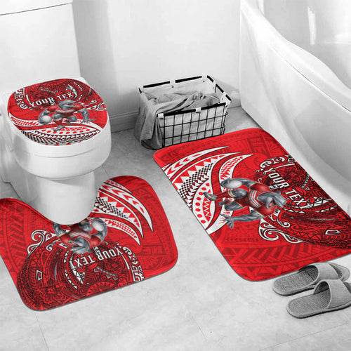Personalised Dolphins Bathroom Set Polynesian Tribal Art Style With Muscular Dolphin Mascot