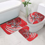 Personalised Dolphins Bathroom Set Polynesian Tribal Art Style With Muscular Dolphin Mascot