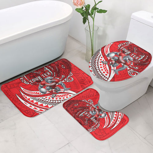 Personalised Dolphins Bathroom Set Polynesian Tribal Art Style With Muscular Dolphin Mascot
