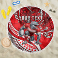 Personalised Dolphins Beach Blanket Polynesian Tribal Art Style With Muscular Dolphin Mascot