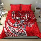 Personalised Dolphins Bedding Set Polynesian Tribal Art Style With Muscular Dolphin Mascot