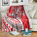 Personalised Dolphins Blanket Polynesian Tribal Art Style With Muscular Dolphin Mascot