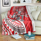 Personalised Dolphins Blanket Polynesian Tribal Art Style With Muscular Dolphin Mascot