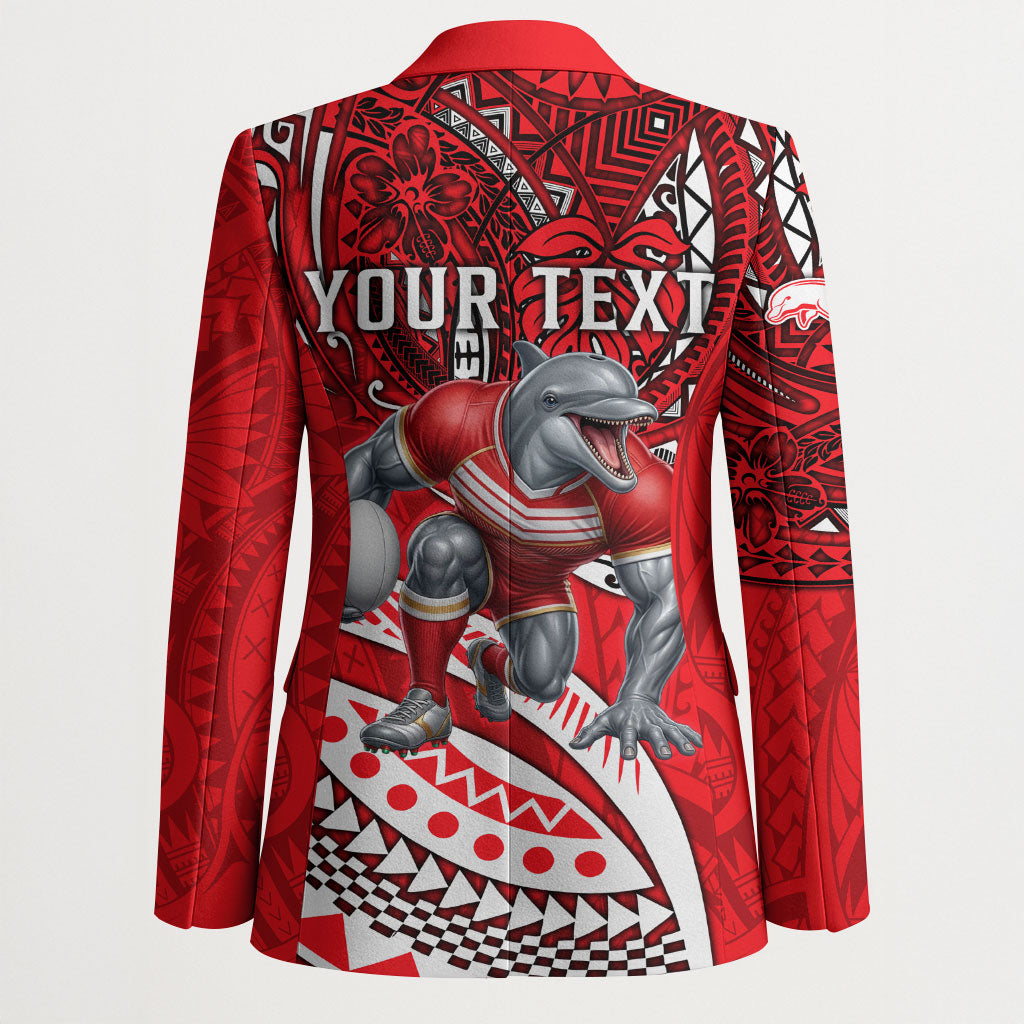 Personalised Dolphins Blazer Polynesian Tribal Art Style With Muscular Dolphin Mascot