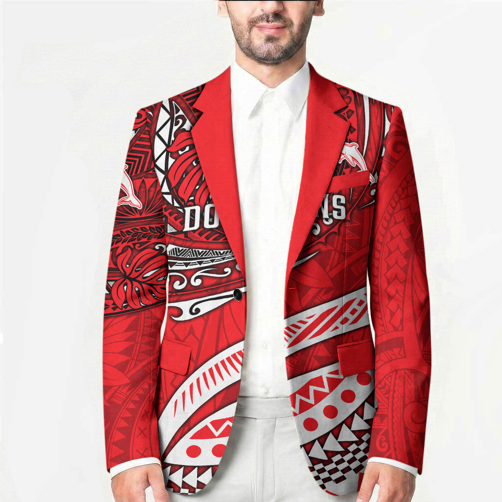 Personalised Dolphins Blazer Polynesian Tribal Art Style With Muscular Dolphin Mascot