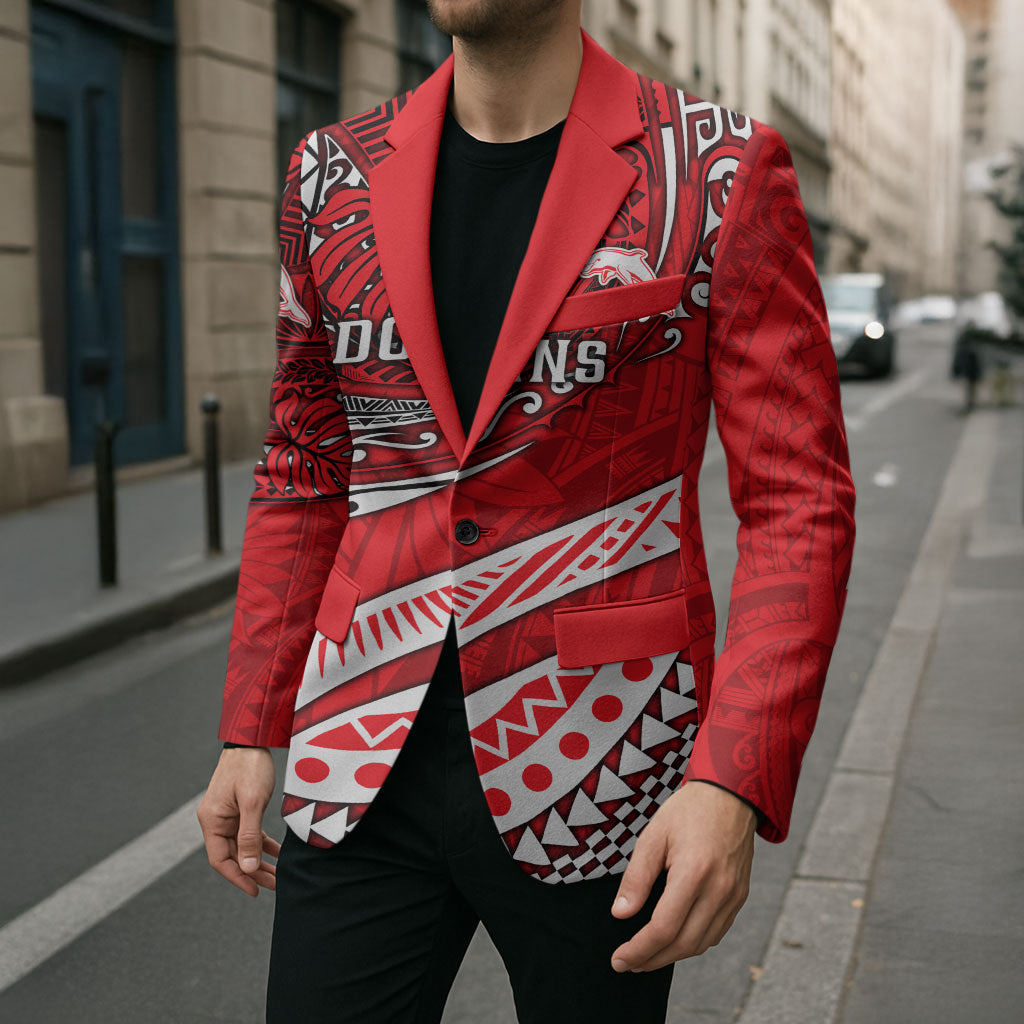Personalised Dolphins Blazer Polynesian Tribal Art Style With Muscular Dolphin Mascot