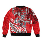 Personalised Dolphins Bomber Jacket Polynesian Tribal Art Style With Muscular Dolphin Mascot