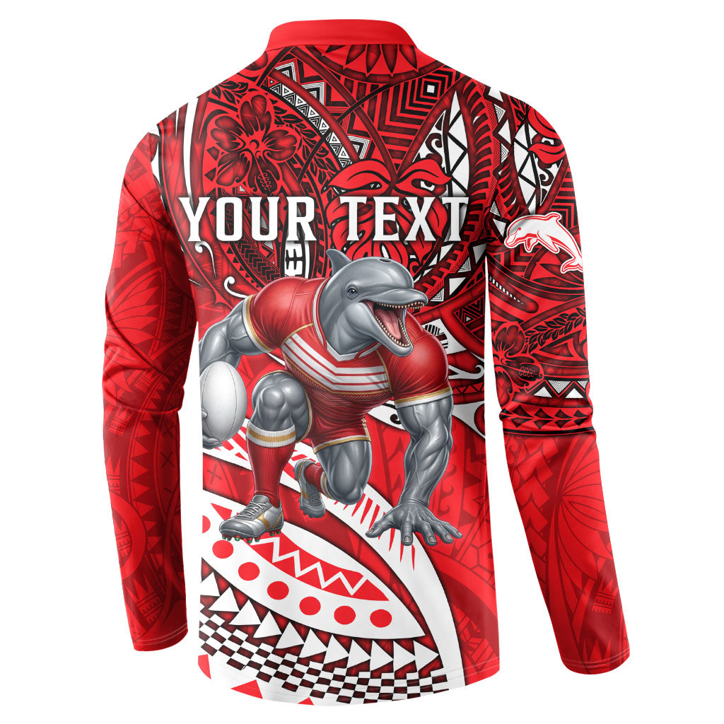 Personalised Dolphins Button Sweatshirt Polynesian Tribal Art Style With Muscular Dolphin Mascot
