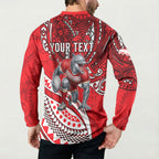 Personalised Dolphins Button Sweatshirt Polynesian Tribal Art Style With Muscular Dolphin Mascot