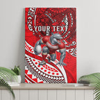 Personalised Dolphins Canvas Wall Art Polynesian Tribal Art Style With Muscular Dolphin Mascot