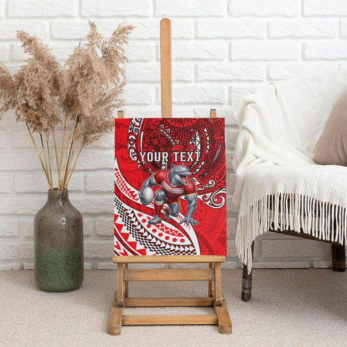 Personalised Dolphins Canvas Wall Art Polynesian Tribal Art Style With Muscular Dolphin Mascot