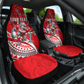 Personalised Dolphins Car Seat Cover Polynesian Tribal Art Style With Muscular Dolphin Mascot