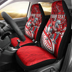 Personalised Dolphins Car Seat Cover Polynesian Tribal Art Style With Muscular Dolphin Mascot