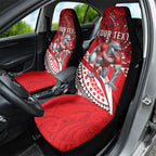 Personalised Dolphins Car Seat Cover Polynesian Tribal Art Style With Muscular Dolphin Mascot