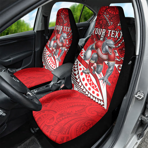 Personalised Dolphins Car Seat Cover Polynesian Tribal Art Style With Muscular Dolphin Mascot