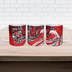 Personalised Dolphins Ceramic Mug Polynesian Tribal Art Style With Muscular Dolphin Mascot