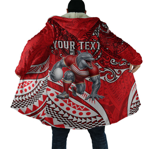 Personalised Dolphins Cloak Polynesian Tribal Art Style With Muscular Dolphin Mascot