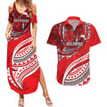 Personalised Dolphins Couples Matching Summer Maxi Dress and Hawaiian Shirt Polynesian Tribal Art Style With Muscular Dolphin Mascot